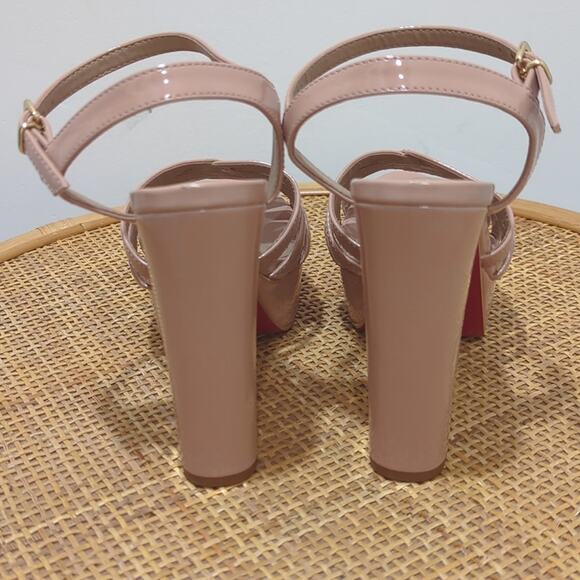 Constance Brazilian Platform Sandals Shiny Heels Lt Pink Beige Women's Size 7 - Picture 4 of 8